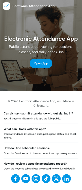 Electronic Attendance App Template