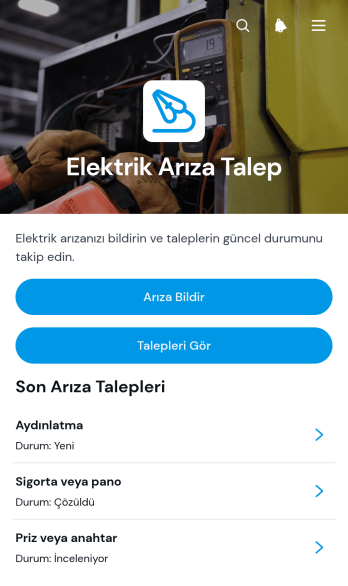 Elektrik Arıza Talep Uygulama Șablonu