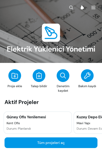 Elektrik Yüklenicisi Yönetim Uygulama Șablonu