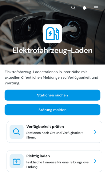 Elektrofahrzeug-Lade-App