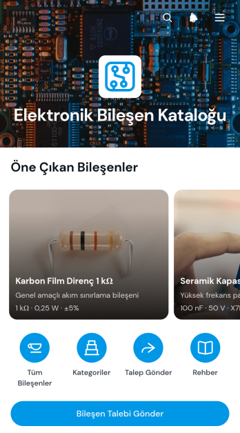 Elektronik Bileşen Kataloğu Uygulama Șablonu