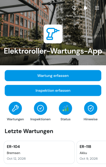 Elektroroller-Wartungs-App