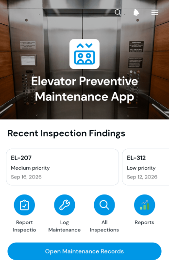 Elevator Preventive Maintenance App Template