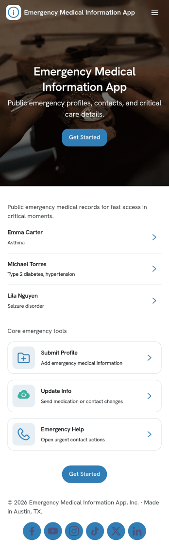 Emergency Medical Information App Template