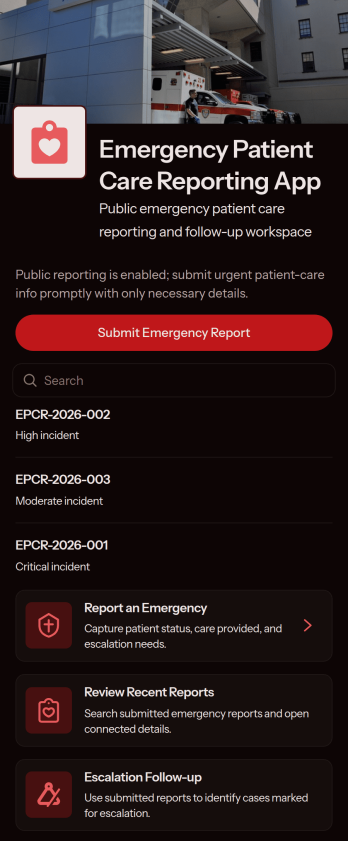 Emergency Patient Care Reporting App Template