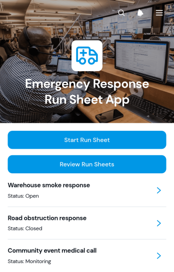 Emergency Response Run Sheet App Template