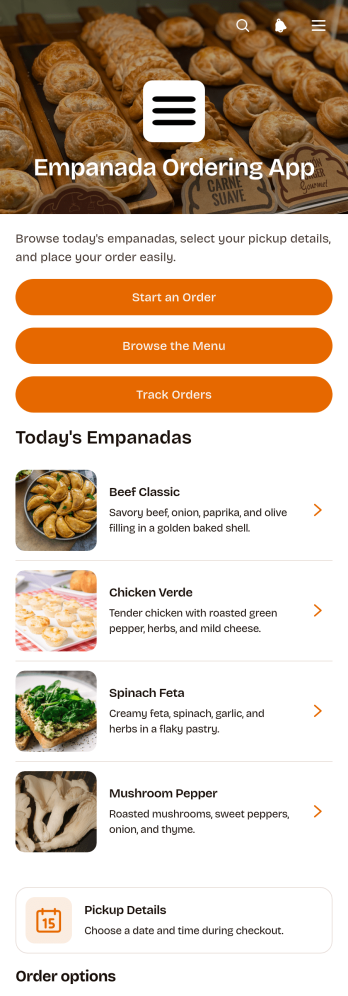Empanada Ordering App Template