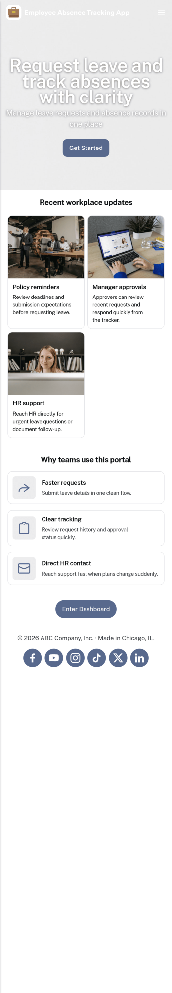 Employee Absence Tracking App Template