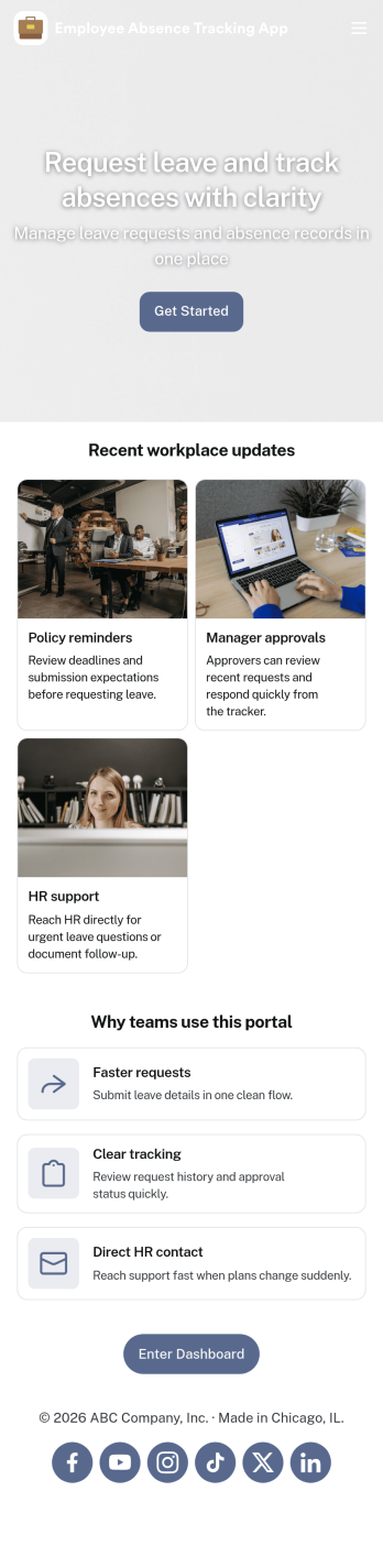 Customizable Employee Absence Tracking App
