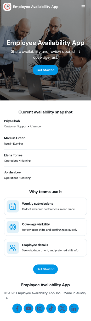 Employee Availability App Template