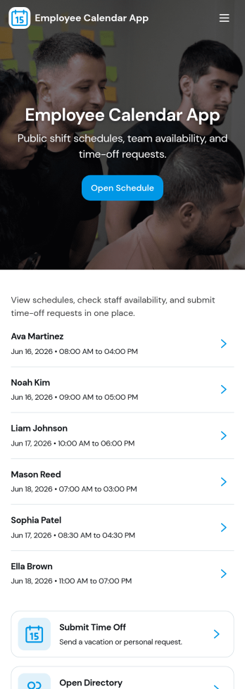 Employee Calendar App Template