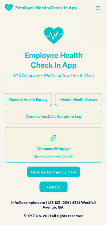 Employee Health Check In App Template