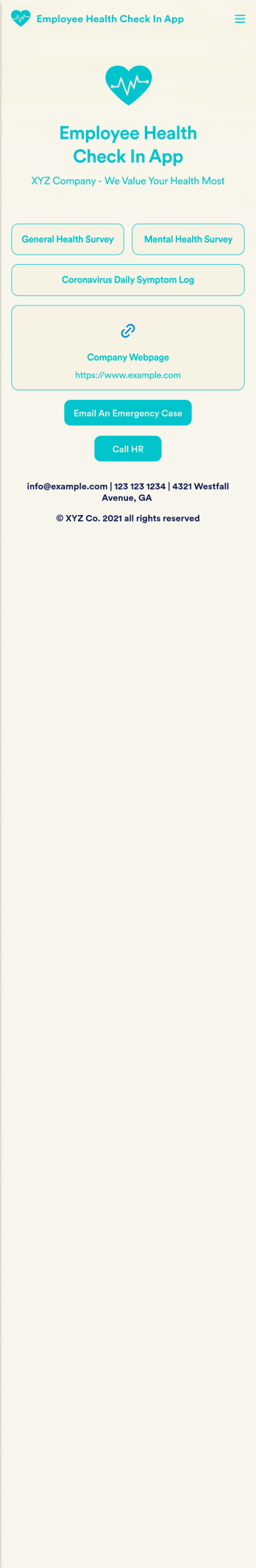 Employee Health Check In App Template