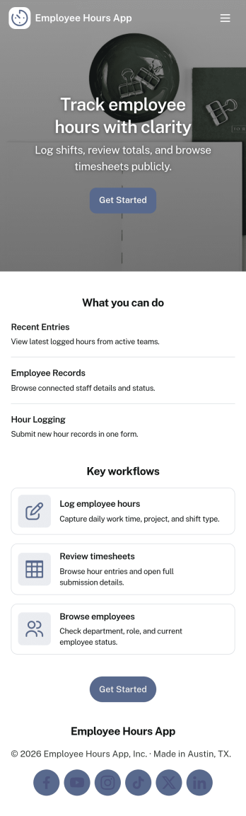 Employee Hours App Template