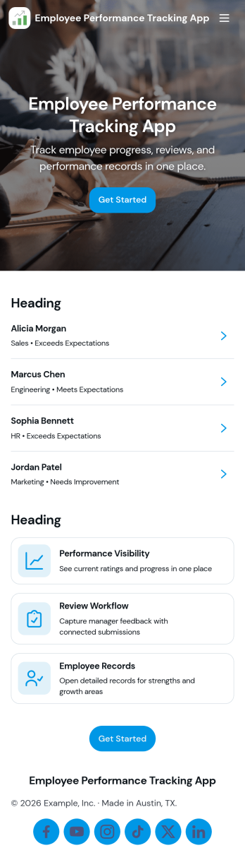Employee Performance Tracking App Template