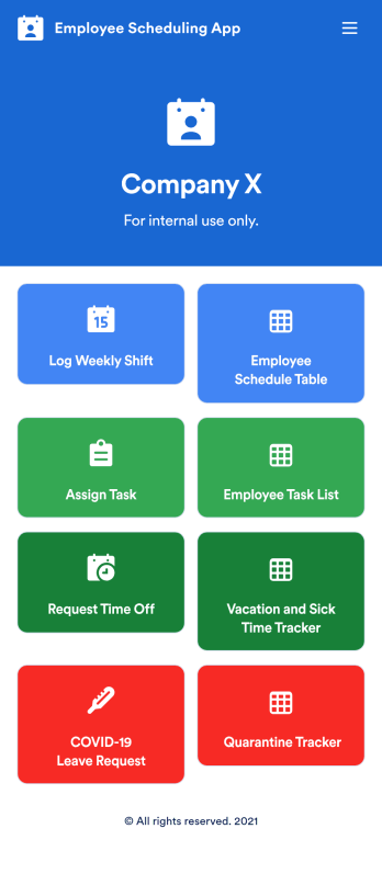 Employee Scheduling App Template
