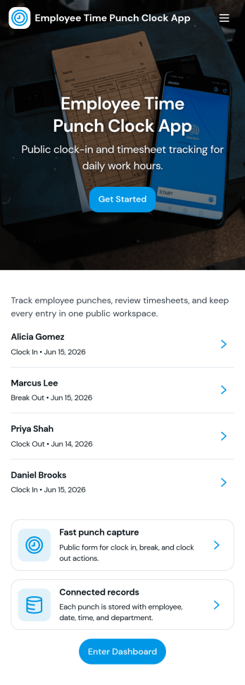 Employee Time Punch Clock App Template
