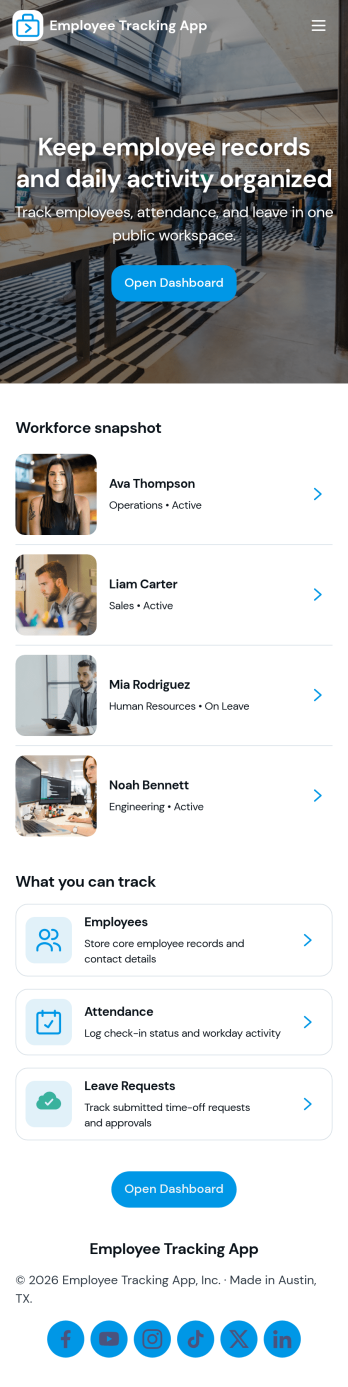 Employee Tracking App Template