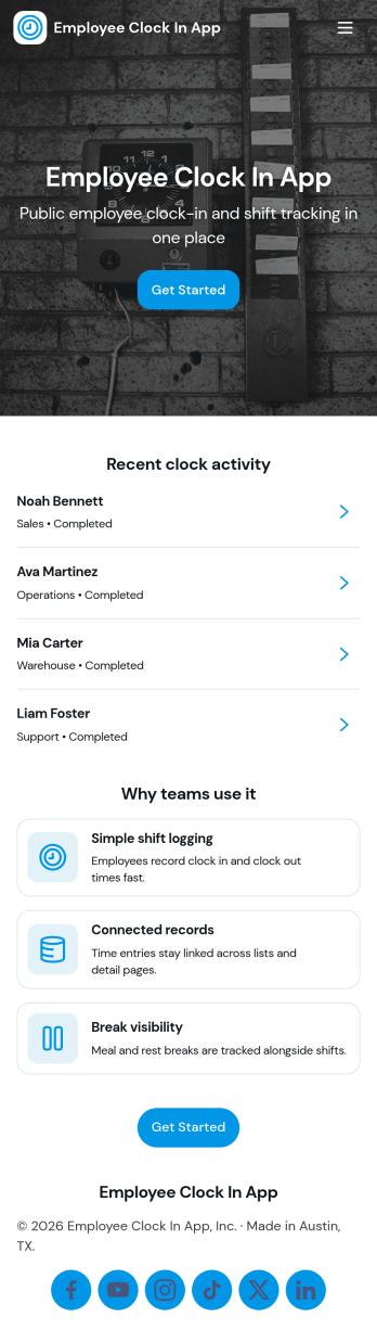 Employees Clock In App Template