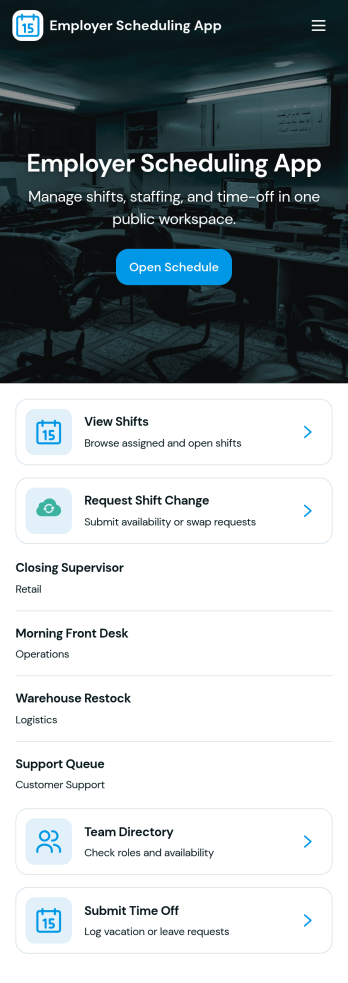 Employer Scheduling App Template