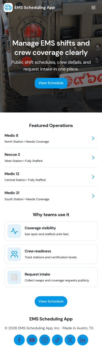 Ems Scheduling App Template