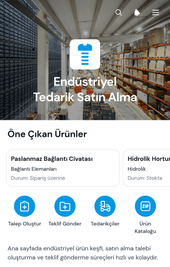 Endüstriyel Malzeme Tedarik Uygulama Șablonu
