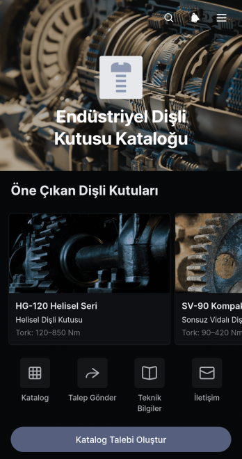 Endüstriyel Redüktör Kataloğu Uygulama Șablonu