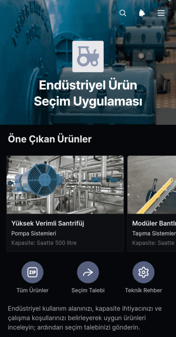 Endüstriyel Ürün Seçim Uygulama Șablonu