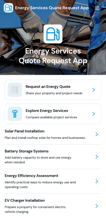 Energy Services Quote Request App Template