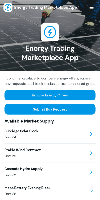 Energy Trading Marketplace App Template