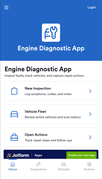 Engine Diagnostic App Template