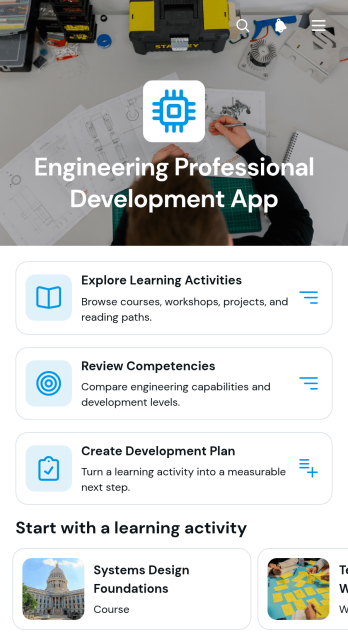 Engineering Professional Development App Template