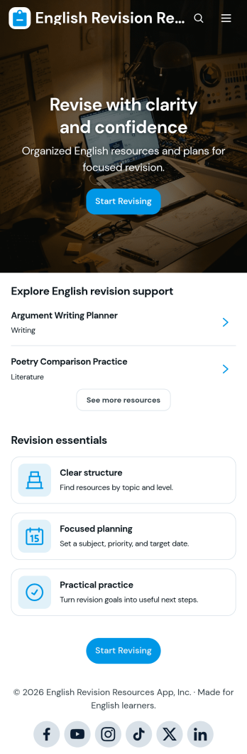 English Revision Resources App Template