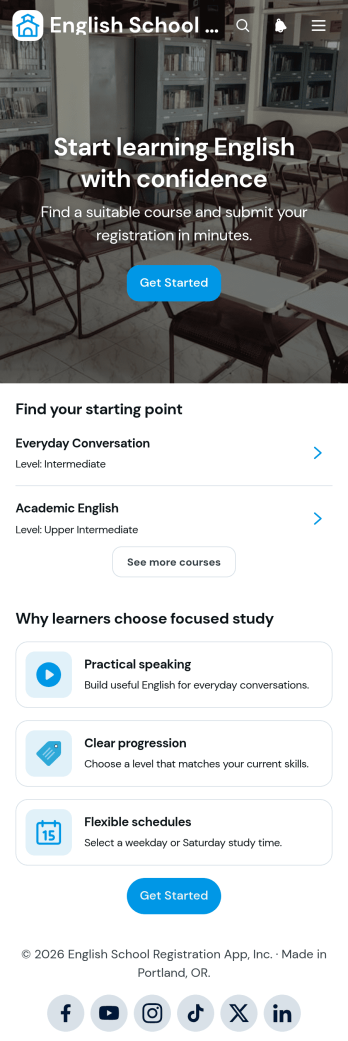 English School Registration App Template