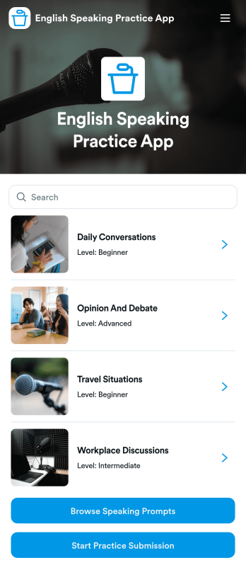 English Speaking Practice App Template