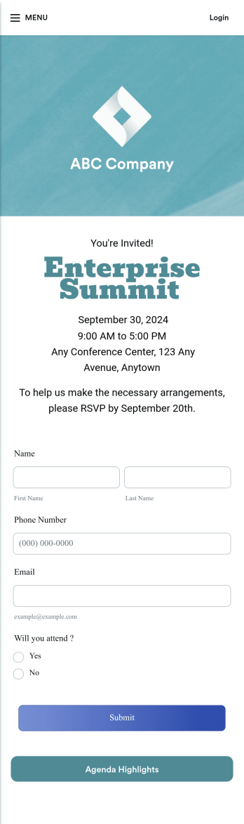 Enterprise Event RSVP App Template