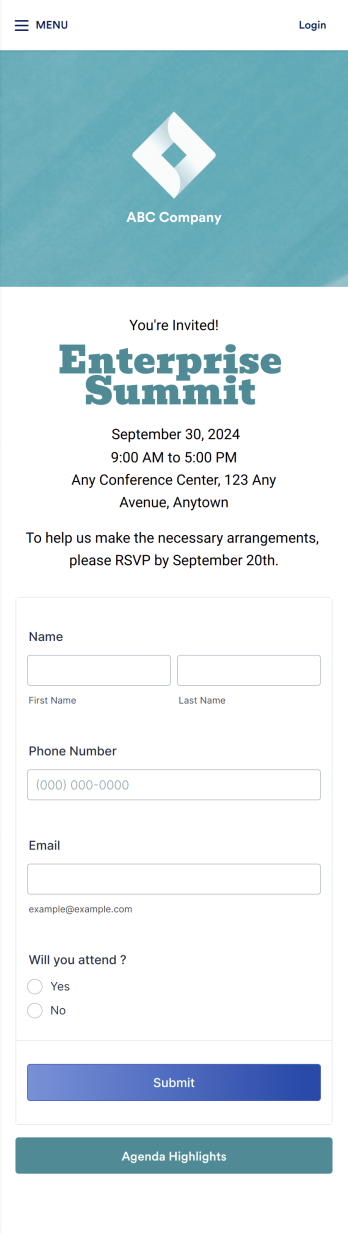 Enterprise Event RSVP App Template