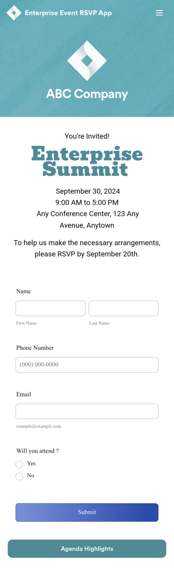 Enterprise Event RSVP App Template