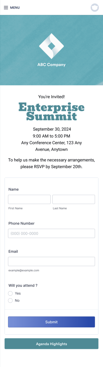 Enterprise Event RSVP App Template