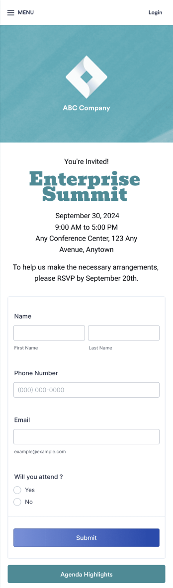 Enterprise Event RSVP App Template