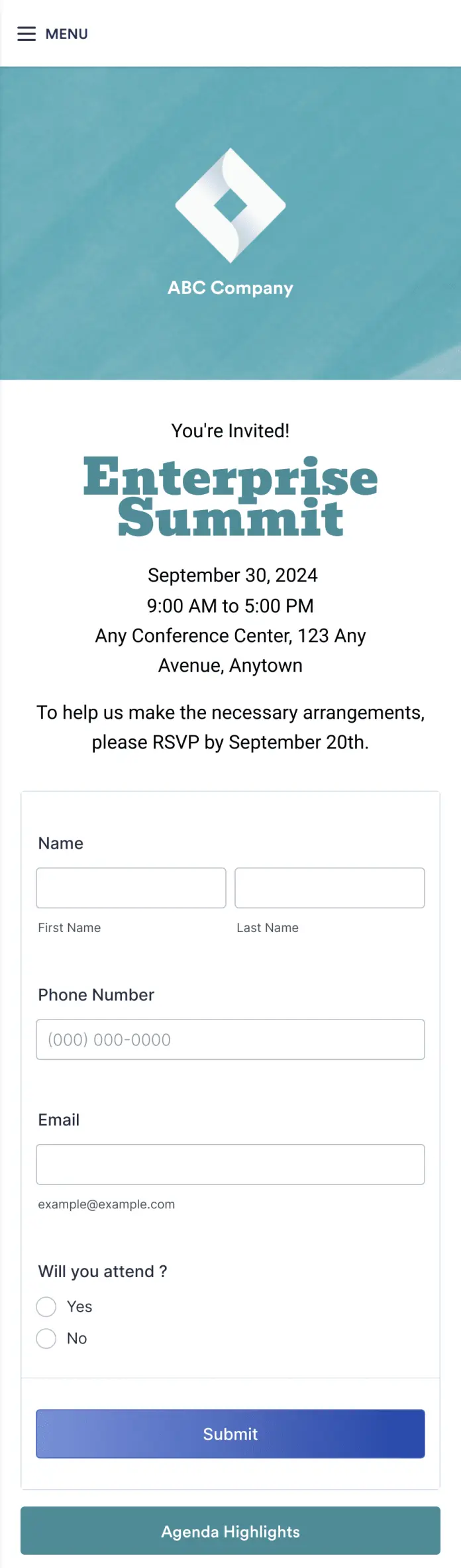 Enterprise Event RSVP App