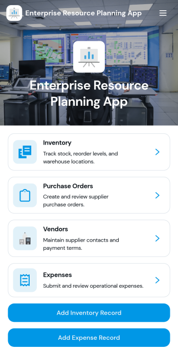 Enterprise Resource Planning App Template