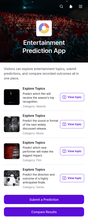 Entertainment Prediction App Template