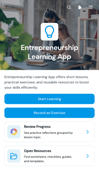 Entrepreneurship Learning App Template
