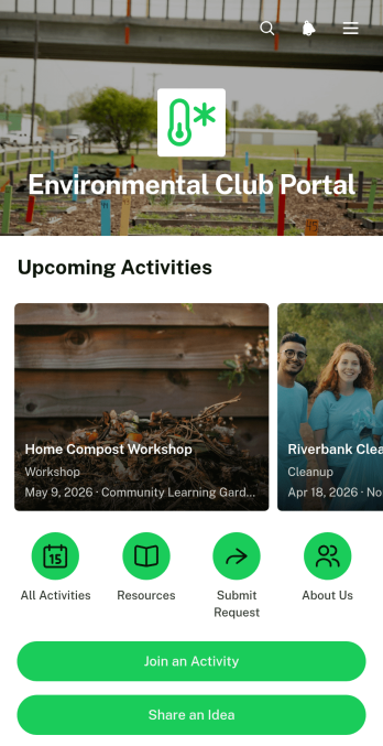Environmental Club Portal App Template