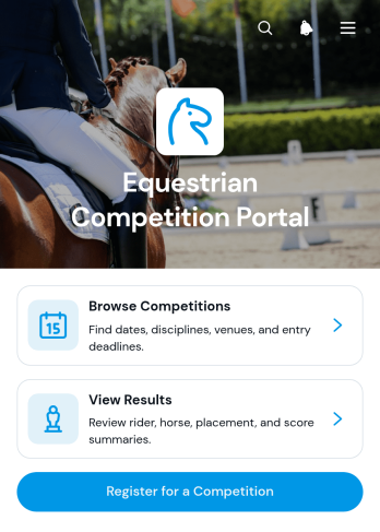 Equestrian Competition Portal App Template