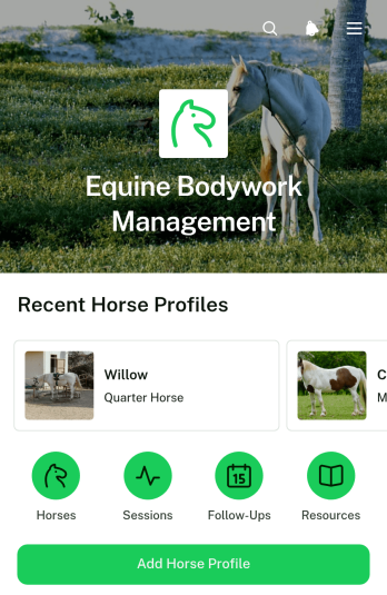 Equine Bodywork Management App Template