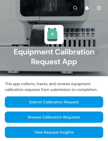 Equipment Calibration Request App Template