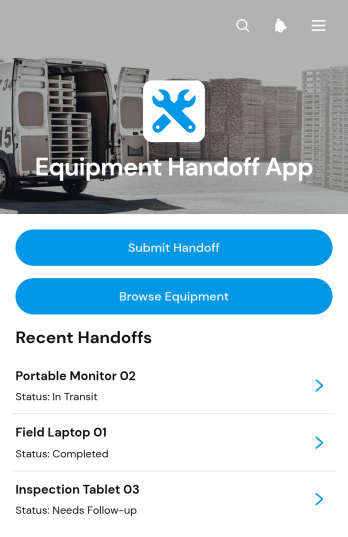 Equipment Handoff App Template