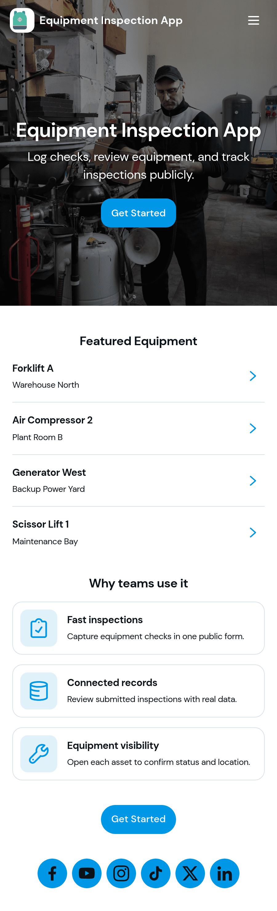 Equipment Inspection App Template | Jotform